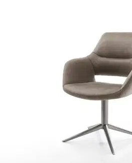 Jedálenské stoličky DELIFE Jedálenská stolička Yago-Flex s opierkami mikrovlákno taupe vintage podstava grafit 360° otočná hojdacia funkcia vrecková pružina