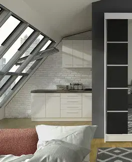 Šatníkové skrine Šatníková skriňa LONY 5 biela/ čierna