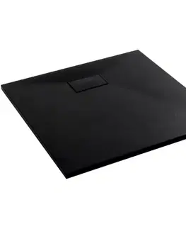 Vane CERANO - Sprchová vanička čtvercová Gusto - SMC/minerální kompozit - strukturovaná černá matná - 80x80x3  CER-414563
