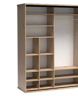 Šatníkové skrine KONDELA Koli C14 179 šatníková skriňa s posuvnými dverami dub artisan / čierna