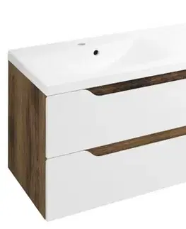 Umývadlá SAPHO - WAVE dvojumývadlová skrinka 149,7x50x47,8cm, biela/dub collingwood WA150-3019