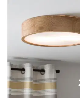 Svietidlá BRILAGI - LED RGBW stmievateľné stropné svietidlo CARVALHO, 2×E27 / 15 W / 230 V, Wi‑Fi, dub, priemer 37,5 cm BG0737+2xAI0819