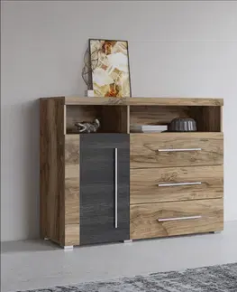 Komody a skrinky POUND šuplíková komoda 1D3S, orech Satin/touchwood