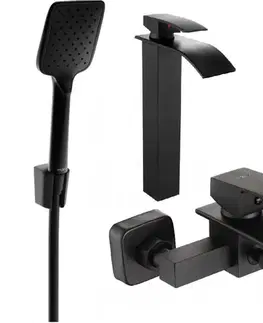 Kúpeľňové batérie MEXEN/S - Aries R62 Set umývadlovej a vaňovej batérie s príslušenstvom, čierna 744813R62-70