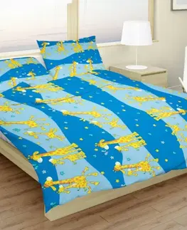 Detské obliečky Obliečky bavlnené detské Žirafky modré TiaHome - Detský set 130x90cm + 65x45cm