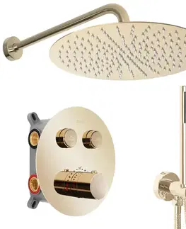 Sprchové súpravy a sety Sprchová súprava podomietková s termostatom LUNGO zlatá + BOX