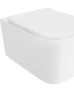 Záchody MEXEN/S - Vivo Závesná WC misa Rimless Tornado vrátane sedátka s slow slim, duroplast, biela lesk 30610200T