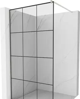 Sprchové dvere MEXEN/S - Kioto Sprchová zástena WALK-IN 100 x 200, čierny vzor 8 mm, nikel kefovaná 800-100-101-97-77
