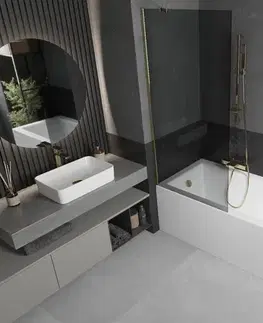 Sprchové dvere MEXEN/S - Next vaňová zástena FIX 80 x 150, grafit, zlatá 895-080-000-00-40-50