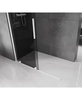 Sprchové dvere MEXEN/S - Velar Sprchová zástena posuvná Walk-in 130 x 200, grafit 8 mm, biela 871-130-000-43-20