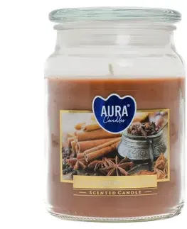 Sviečky KONDELA Leana vonná sviečka v skle 500 g priehľadná / hnedá