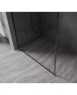 Sprchové dvere MEXEN/S - Kyoto-F Sprchová zástena WALK-IN s rámom 55 x 202, transparent 8 mm, čierna 800-055-104-70-00