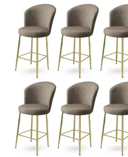 Barové stoličky Bar Stool Set (6 Pieces) Fora - Cappuccino, Gold