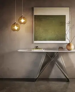 Konzolové stolíky DELIFE Konzolový stolík Edge zaoblený tvar 180×40 cm keramika onyx perla Velio kov titánová farba