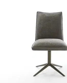 Jedálenské stoličky DELIFE Jedálenská stolička Lelio-Flex bouclé mäkký tmavobéžová podstava titánová farba 360° otočný hojdacia funkcia vrecková pružina