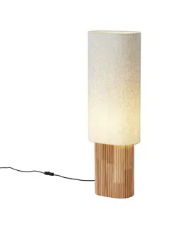 Stojace lampy Japandi stojacia lampa drevená s ľanovým tienidlom 90 cm - Lamel