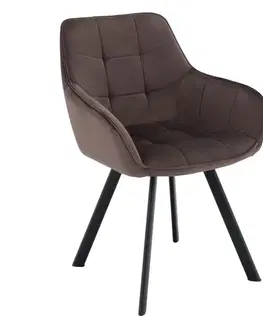 Jedálenské stoličky KONDELA Petin jedálenské kreslo sivohnedá (Velvet) / čierna