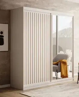 Šatníkové skrine ArtAdrk Šatníková skriňa  DELIA | biela/dub artisan 180 cm