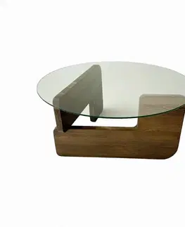 Konferenčné stolíky Konferenčný stolík Mia - Walnut, Transparent