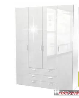 Šatníkové skrine KONDELA Gwen 70429 4D šatníková skriňa biela