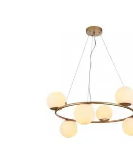 Svietidlá Redo 01-3157 - Luster na lanku BOWLING 6xE14/28W/230V zlatá 01-3157