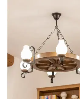 Svietidlá BRILAGI - Luster na reťazi ROATA 6xE14/40W/230V priemer 70 cm buk/orech EX-01054