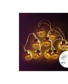 Vianočné dekorácie  B.V.  - LED  reťaz 20xLED/3xAA 3m teplá biela snehuliak B10303Q72