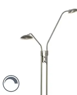 Stojace lampy Moderná stojaca lampa z ocele s lampou na čítanie vrátane LED - Eva