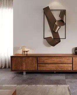 Televízne stolíky DELIFE TV stolík Live-Edge 300 cm akácia hnedá 4 dvierka 2 zásuvky