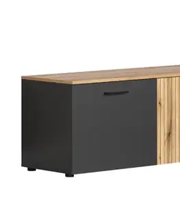 TV stolíky KONDELA Esena 2D1S tv stolík grafit / dub evoke