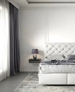 Postele Boxspring DELIFE Boxspring posteľ Dream-Great 140x200 cm umelá koža biela s matracom a topperom