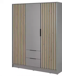 Šatníkové skrine Skriňa Nelly 3d Sivá/Artisan