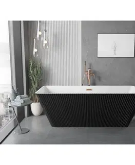 Vane MEXEN/S - Tava voľne stojaca vaňa reliéf 170 x 75, biela/čierna, sifón a prepad meď kartáčovaná 52851707575-65