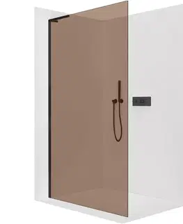 Sprchové dvere CERANO - Sprchová zástena Walk-in Onyx L-ľavá vzpera - 8 mm - čierna matná, bronzové sklo - 50x200 CER-687991