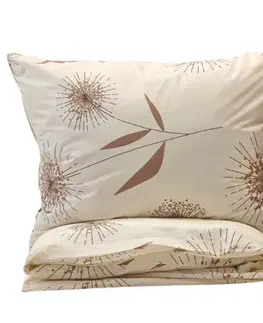 Obliečky Obliečky krepové Púpava hnedá TiaHome - 1x Vankúš 90x70cm, 1x Paplón 140x200cm