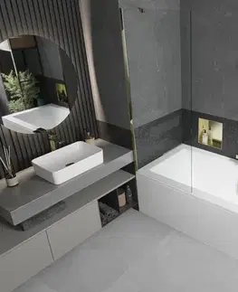 Sprchové dvere MEXEN/S - Cube obdĺžniková vaňa 180 x 80 cm s panelom + vaňová zástena 70, transparent, zlatá 550518080X9507000050
