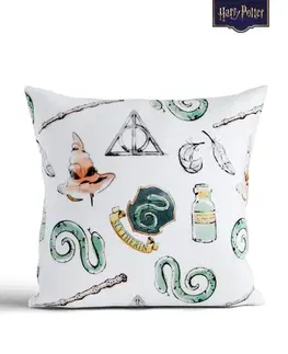 Dekoračné obliečky MKLozkoviny.sk Obliečka na vankúš mikroplyš Harry Potter 40 × 40 cm - Slizolin biele L02-  -