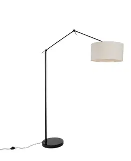 Stojace lampy Stojaca lampa čierna so svetlosivým tienidlom 50 cm nastaviteľná - Editor