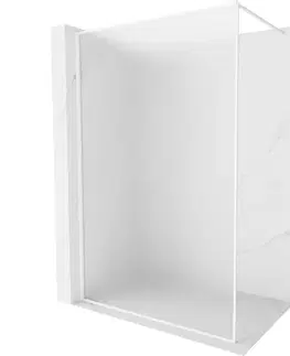 Sprchové dvere MEXEN/S - Kyoto-XF Sprchová zástena WALK-IN s rámom 90 x 202, dekor 10 mm, biela 800-090-104-20-30-X