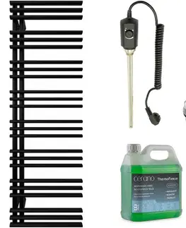 Doplnky do kúpeľne CERANO - Kúpeľňový elektrický radiátorový set Burke - Ľ/P - 600W - čierna matná - 1600x500 mm CER-680549