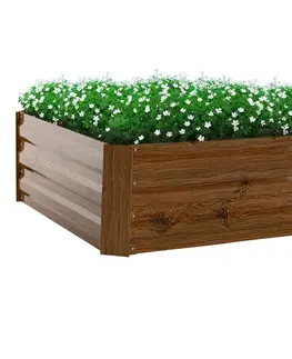 Vyvýšené záhony KONDELA Nonky Typ 3 kovový vyvýšený záhon hnedá