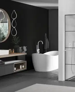 Sprchové dvere MEXEN/S - Kioto+ Sprchová zástena WALK-IN s poličkou a držiakom uterákov 80 x 200, čierny vzor, biela 800-080-121-20-77