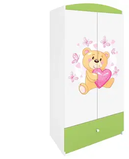 Skrine do izieb Skriňa Babydreams zelená – Medveď s motýľmi