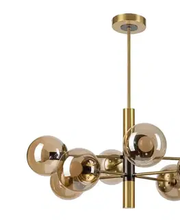 Svietidlá  Luster na tyči ROLLO 8xE14/5W/230V zlatá/dymová béžová LM-8.218/GOLD/E14