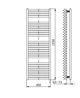 Radiátory do kúpeľne AQUALINE - TONDI-E elektrické vykurovacie teleso, rovné, 450x1330 500 W, čierna matná DE476T
