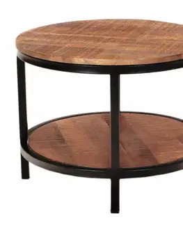 Konferenčné stolíky Okrúhly konferenčný stolík Retro 60x45x60 indický masív mango