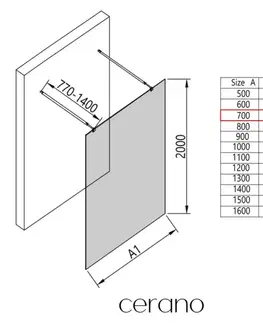 Sprchové dvere CERANO - Sprchová zástena Walk-in Onyx Duo Ľ/P - 8 mm - okrúhla vzpera - čierna matná, bronzové sklo - 70x200 CER-687709