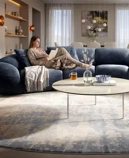 Konferenčné stolíky DELIFE Konferenčný stolík Edge okrúhly 100×100 cm keramika onyx šampanské Trive nerezová oceľ kefovaná