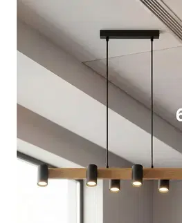 Svietidlá BRILAGI - LED RGBW Stmievateľný luster na lanku SELE 6xGU10/6,5W/230V čierna/dub BG5274+AI2323