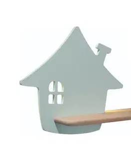 Svietidlá  LED Detské nástenné svietidlo s poličkou HOUSE LED/4W/230V zelená/drevo 21-84866